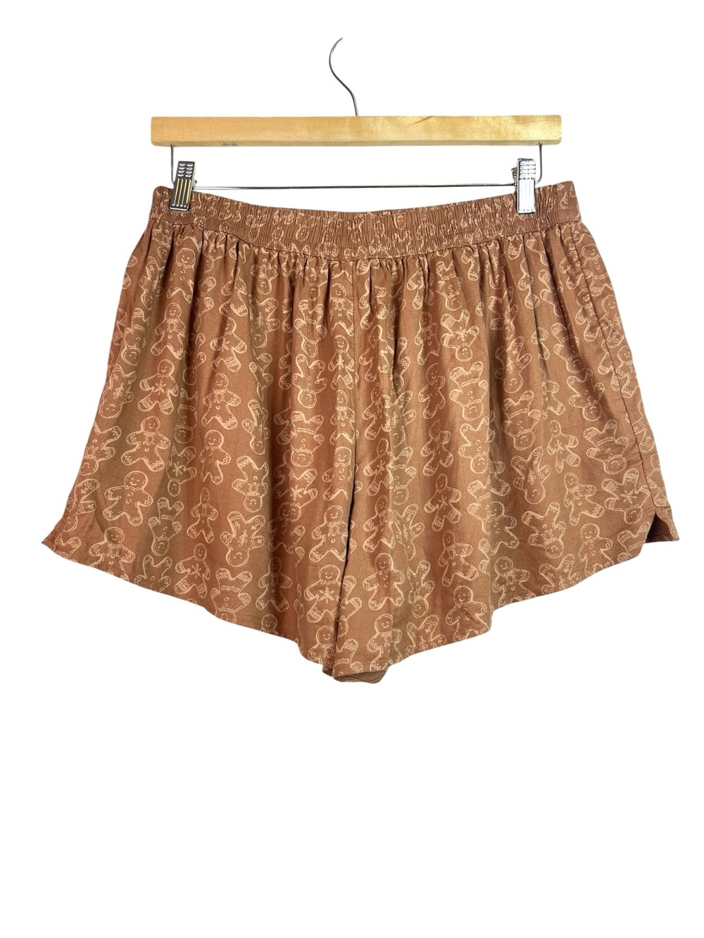 Aerie Women’s Gingerbread Print Boxer Pajama Shorts Elastic Waist Size L Holiday - Picture 3 of 11
